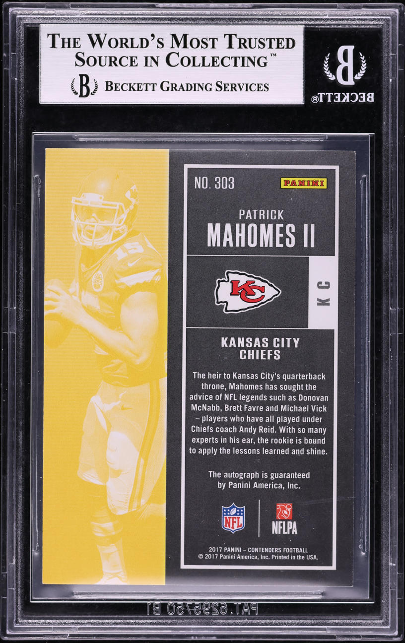 2017 Panini Contenders Patrick Mahomes II ROOKIE AUTO #303 BGS 9 MINT