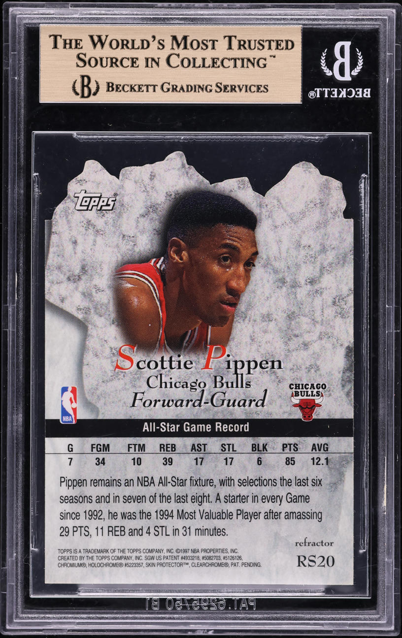 1997 Topps Rock Stars Refractor Scottie Pippen #RS20 BGS 9.5 GEM MINT