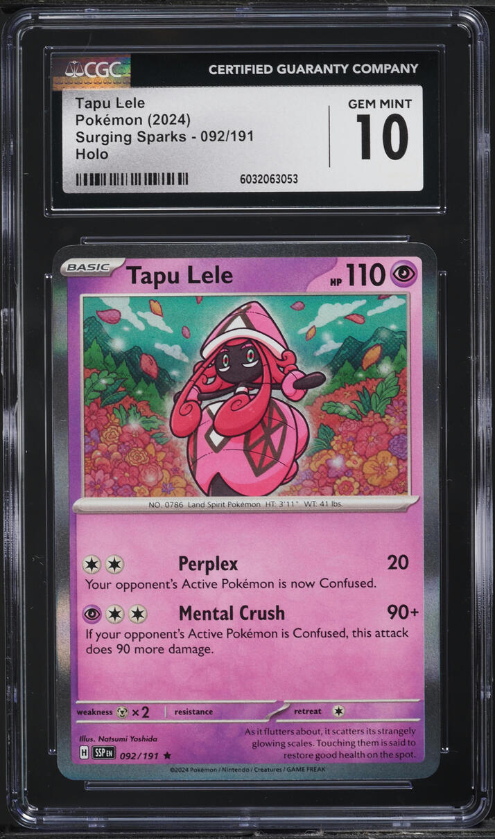 2024 Pokemon Scarlet & Violet Surging Sparks Holo Tapu Lele #92 CGC 10 GEM MINT