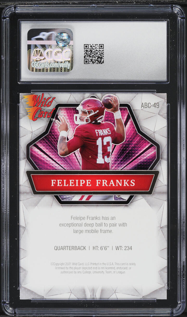 2021 Wild Card Alumination Feleipe Franks ROOKIE #ABC-49 CGC 10 GEM MINT