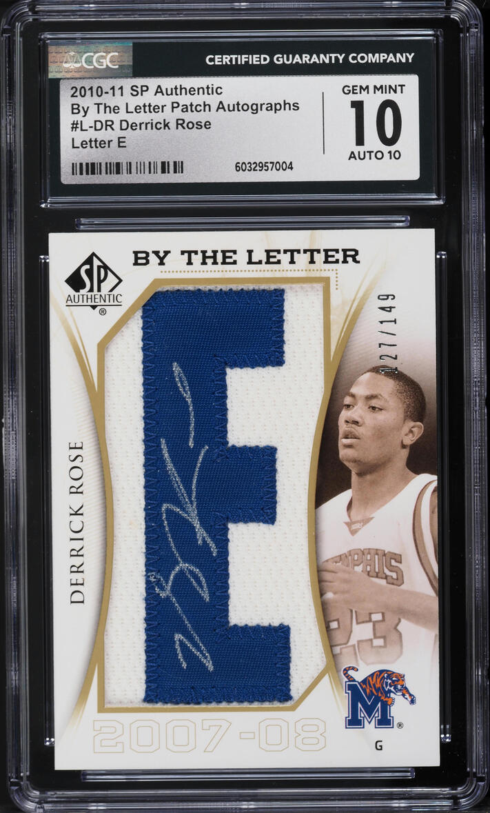 2010 SP Authentic By The Letter Patch Derrick Rose AUTO /149 #L-DR CGC 10 GEM
