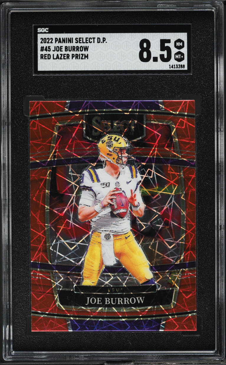 2022 Select Draft Picks Concourse Red Lazer Prizm Joe Burrow #45 SGC 8.5 NM-MT+