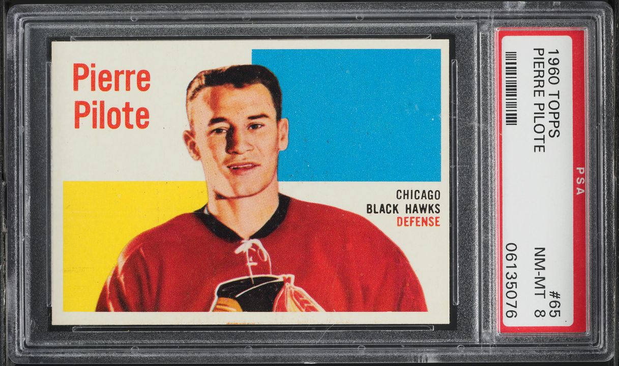 1960 Topps Hockey Pierre Pilote #65 PSA 8 NM-MT