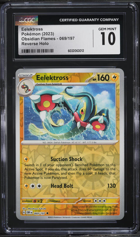 2023 Pokemon Scarlet & Violet Obsidian Flames Reverse Holo Eelektross #69 CGC 10 GEM MINT