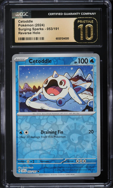 2024 Pokemon SV Surging Sparks Reverse Holo Cetoddle #53 CGC 10 PRISTINE