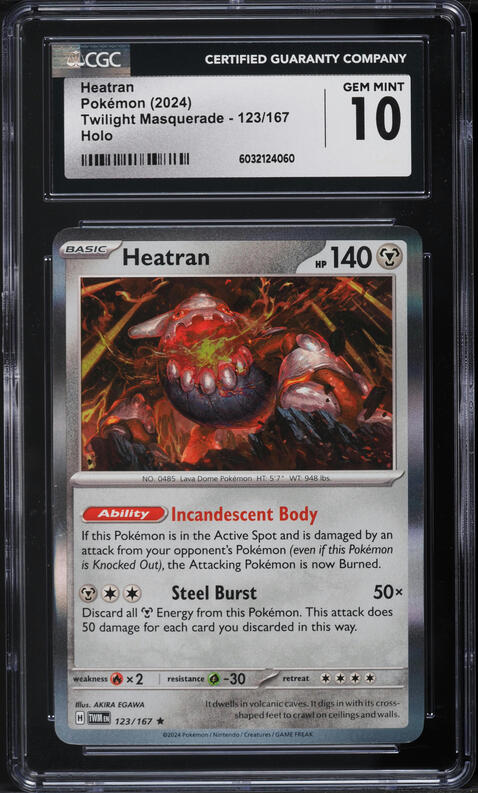 2024 Pokemon SV Twilight Masquerade Holo Heatran #123 CGC 10 GEM MINT