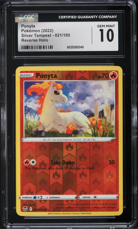 2022 Pokemon Sword & Shield Silver Tempest Reverse Holo Ponyta #21 CGC 10 GEM MINT