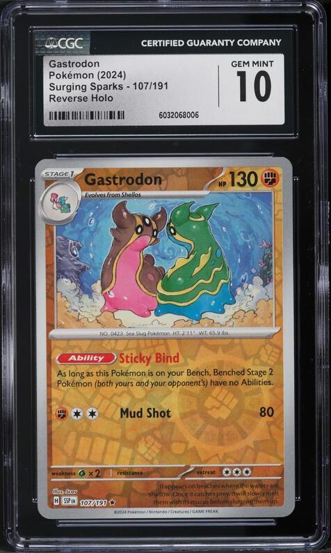 2024 Pokemon Scarlet & Violet Surging Sparks Reverse Holo Gastrodon #107 CGC 10 GEM MINT