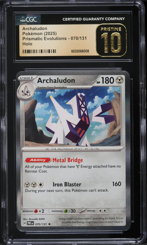 2025 Pokemon Scarlet & Violet Prismatic Evolutions Holo Archaludon #70 CGC  10 PRISTINE on Fanatics Collect