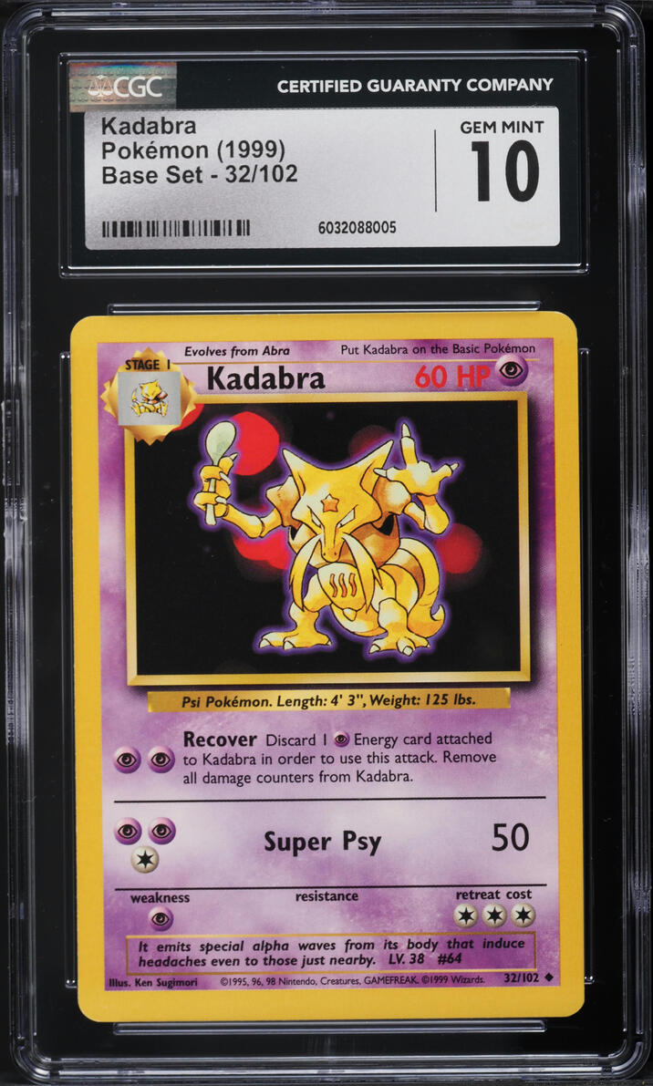 1999 Pokemon Base Set Kadabra #32 CGC 10 GEM MINT