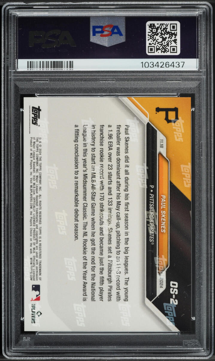 2024 Topps Now Off-Season Paul Skenes ROOKIE #OS-2 PSA 10 GEM MINT