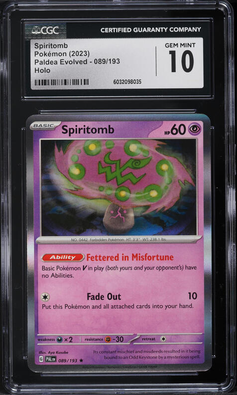 2023 Pokemon Scarlet & Violet Paldea Evolved Holo Spiritomb #89 CGC 10 GEM MINT