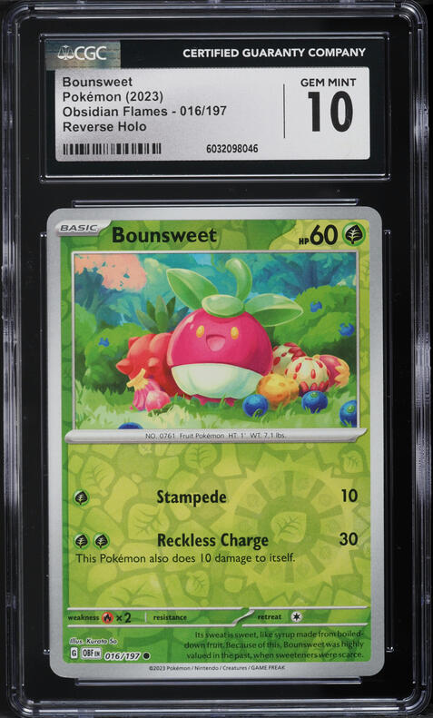 2023 Pokemon Scarlet & Violet Obsidian Flames Reverse Holo Bounsweet #16 CGC 10 GEM MINT
