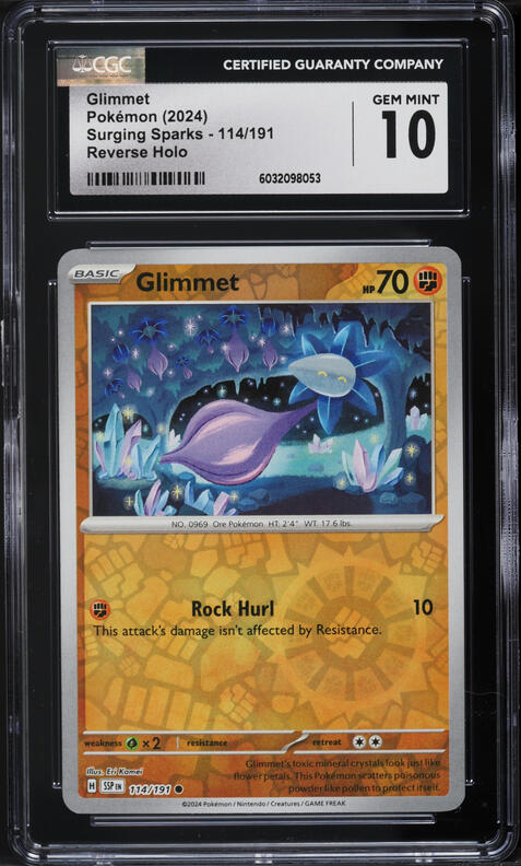 2024 Pokemon Scarlet & Violet Surging Sparks Reverse Holo Glimmet #114 CGC 10 GEM MINT