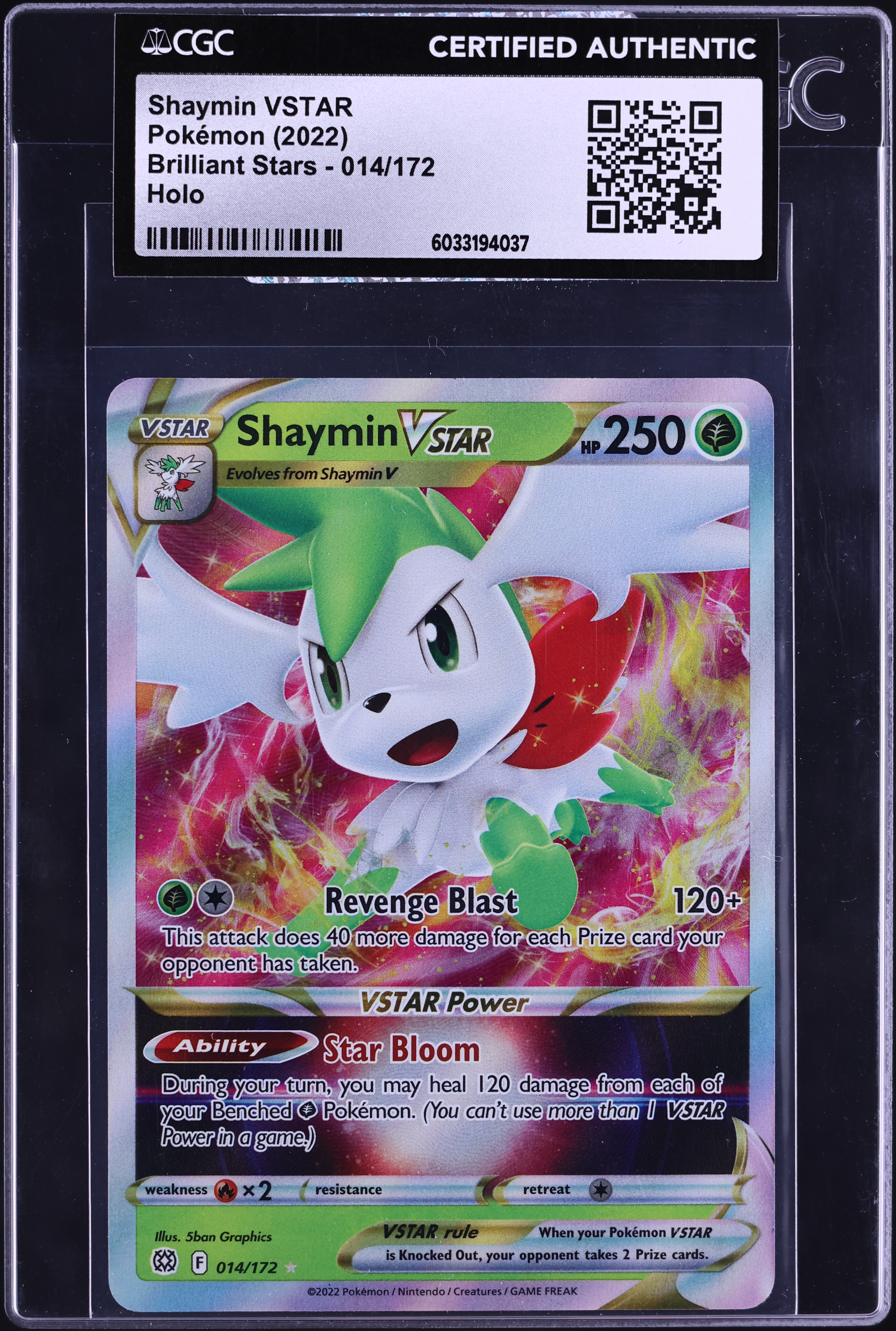 2022 Pokemon Sword & Shield Brilliant Stars Holo Shaymin VSTAR #14 CGC AUTH  on Fanatics Collect