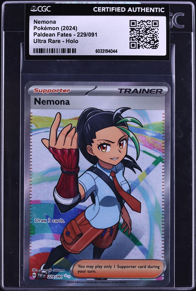 2024 Pokemon Scarlet & Violet Paldean Fates Full Art Nemona #229 CGC AUTH
