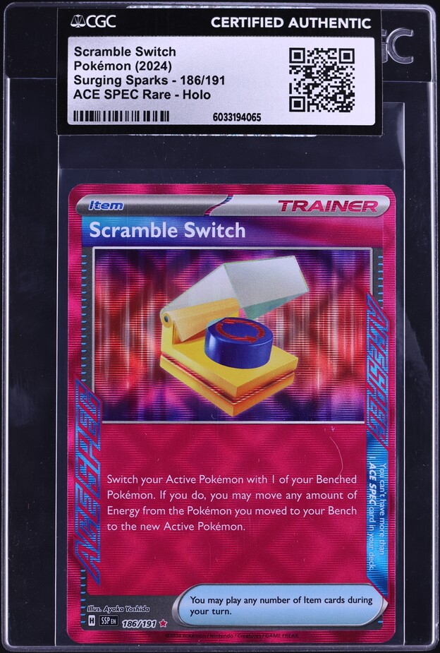 2024 Pokemon SV Surging Sparks Ace Spec Scramble Switch #186 CGC AUTH