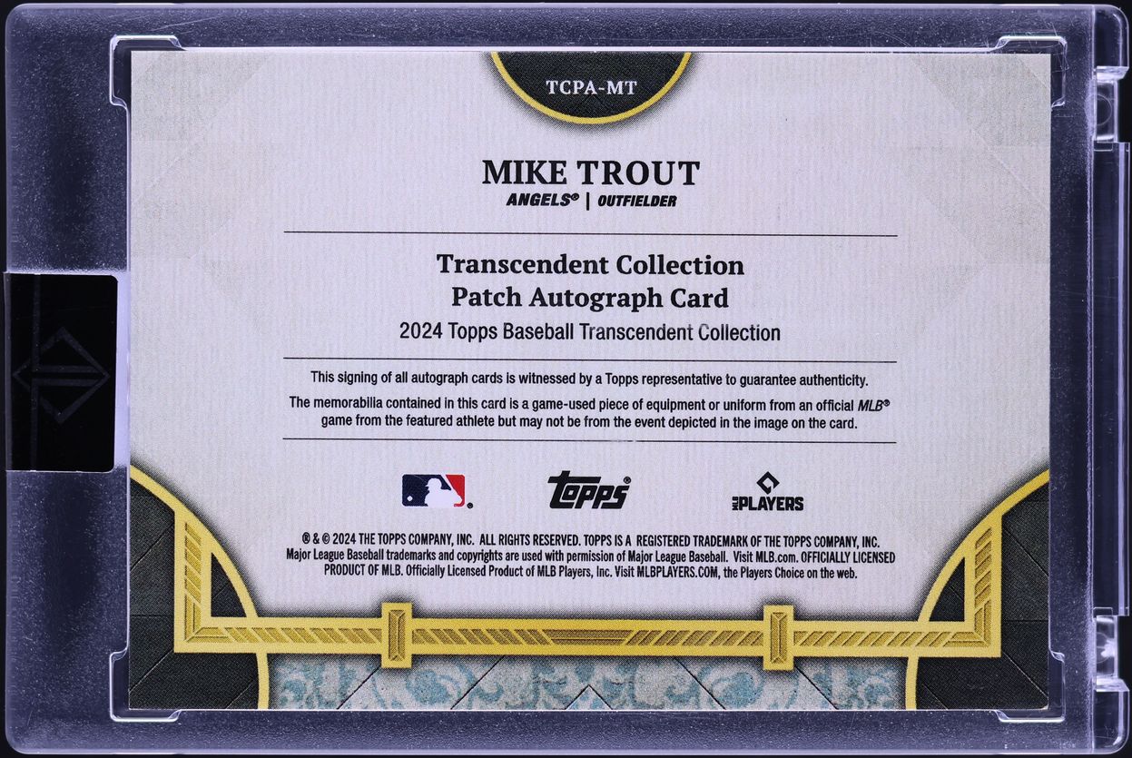 2024 Topps Transcendent Collection Blue Mike Trout PATCH AUTO /10 #TCPA-MT