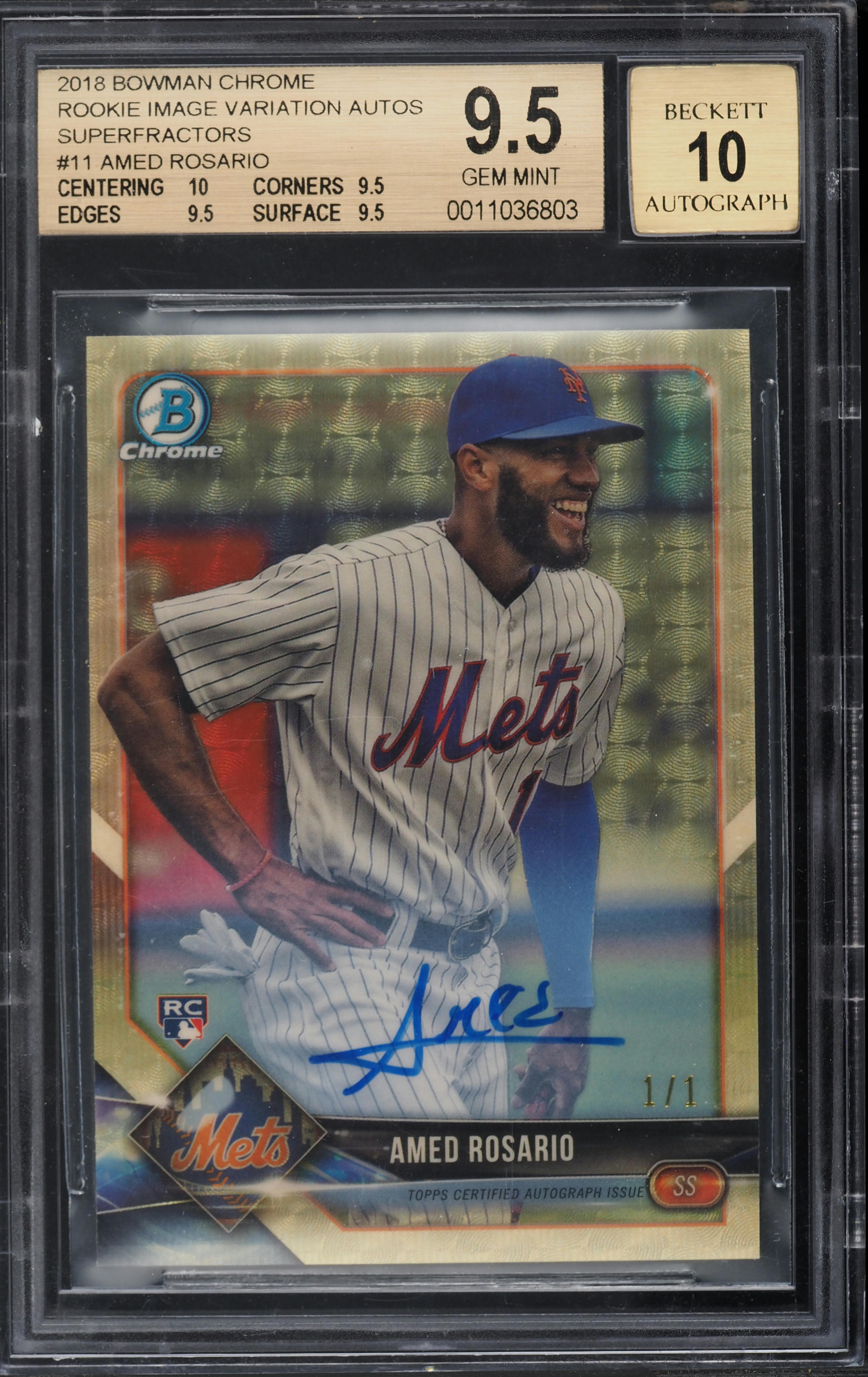 2018 Bowman Chrome Superfractor Amed Rosario SP ROOKIE AUTO 1/1