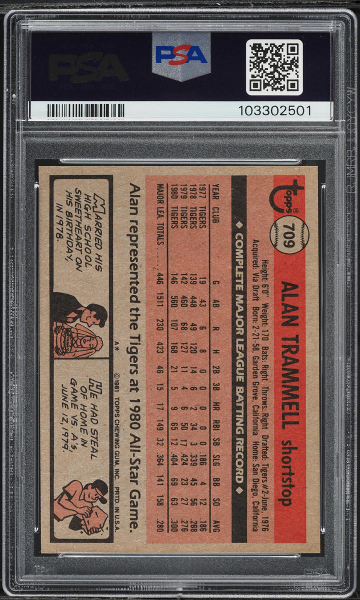 1981 Topps Alan Trammell #709 PSA 9 MINT