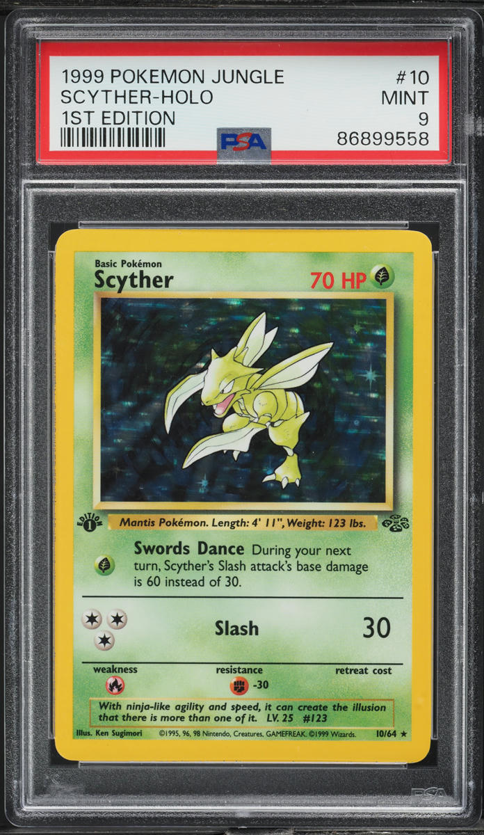 1999 Pokemon Jungle 1st Edition Holo Scyther #10 PSA 9 MINT
