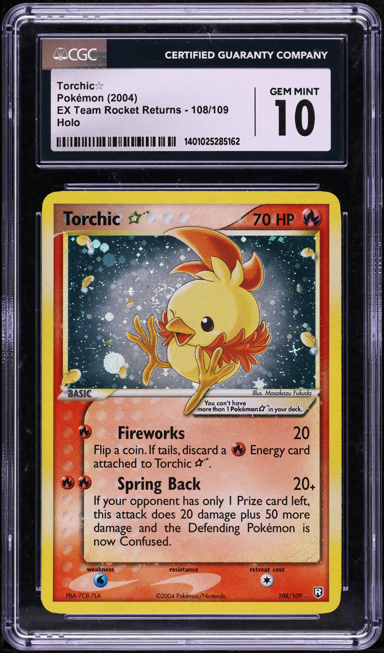 2004 Pokemon EX Team Rocket Returns Holo Torchic Gold Star #108 CGC 10 GEM MINT
