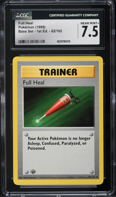1999 Pokemon Base Set Shadowless 1st Edition Full Heal #82 CGC 7.5 NRMT+