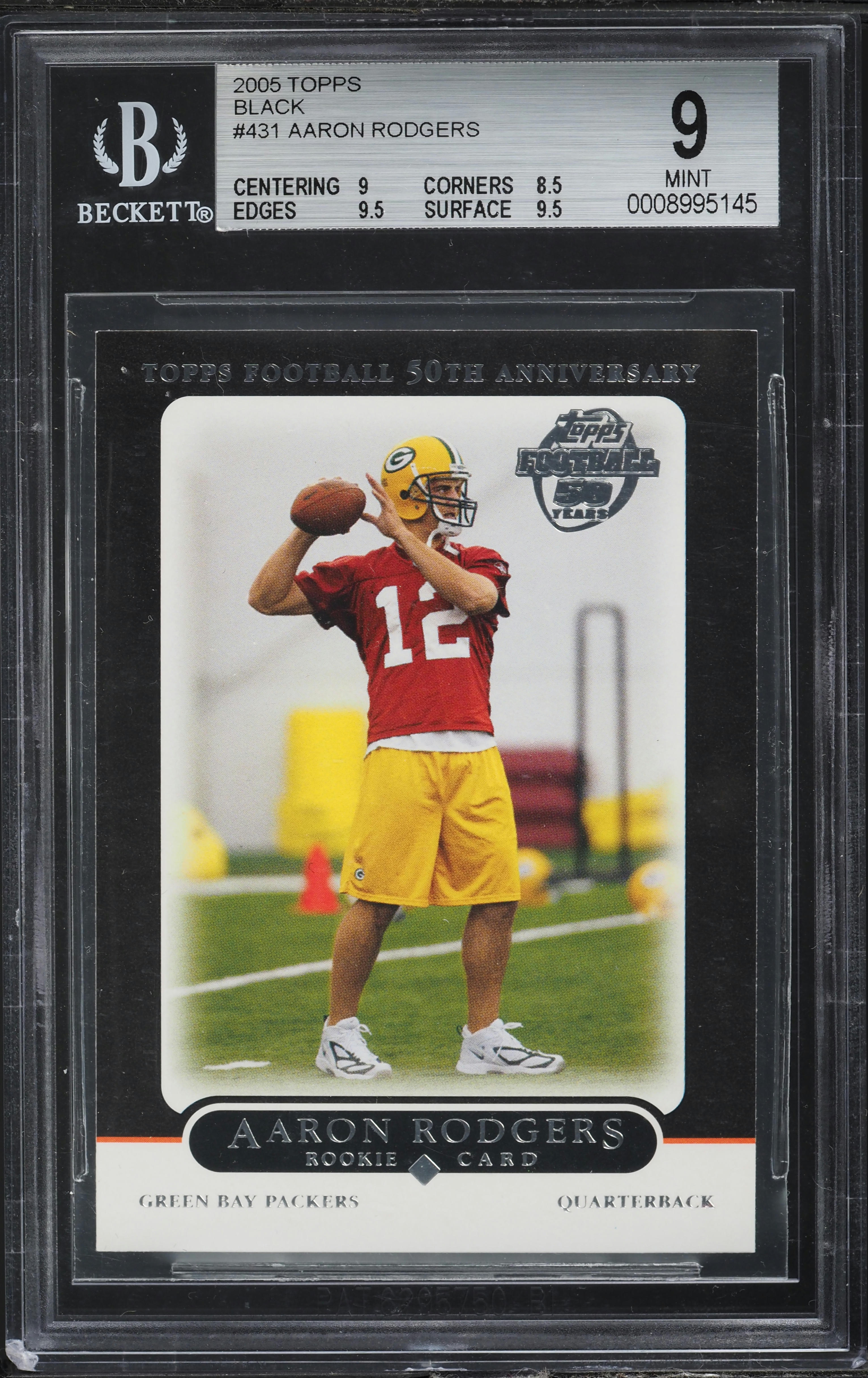 2005 Topps Black Aaron Rodgers ROOKIE #431 BGS 9 MINT on Fanatics