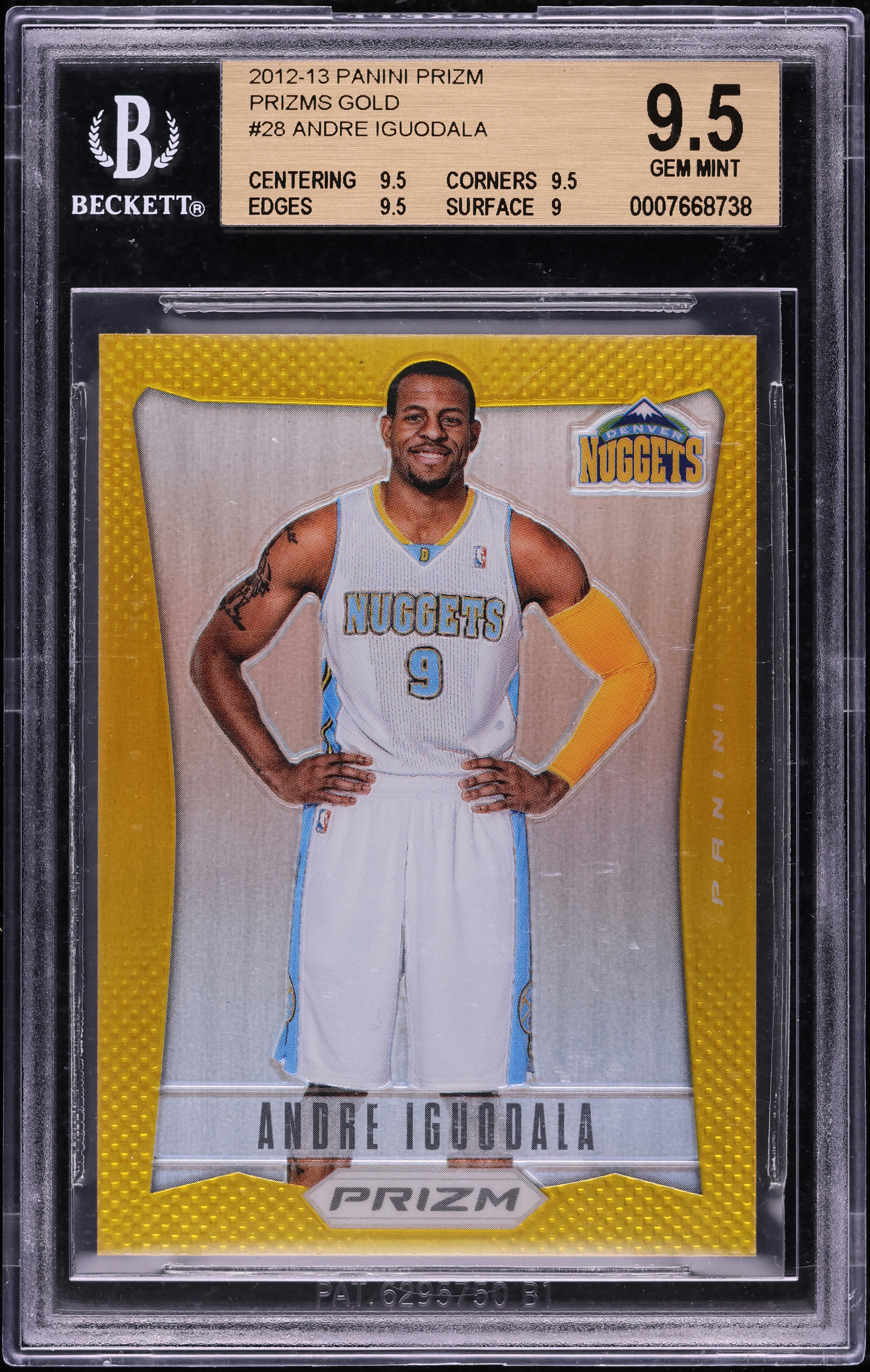 2012 Panini Prizm Gold Andre Iguodala /10 #28 BGS 9.5 GEM MINT on
