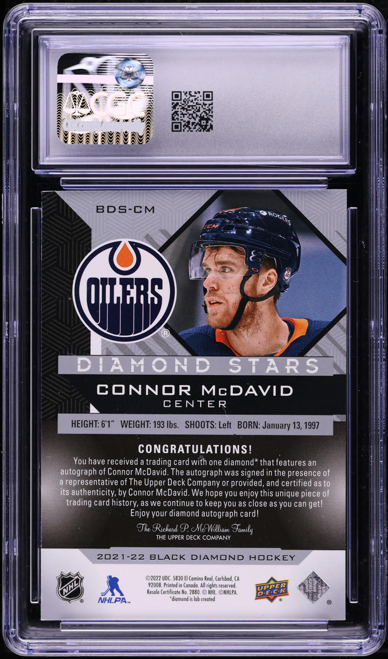 2021 Black Diamond Stars Purple Diamond Connor McDavid AUTO /10 #BDS-CM CGC 8