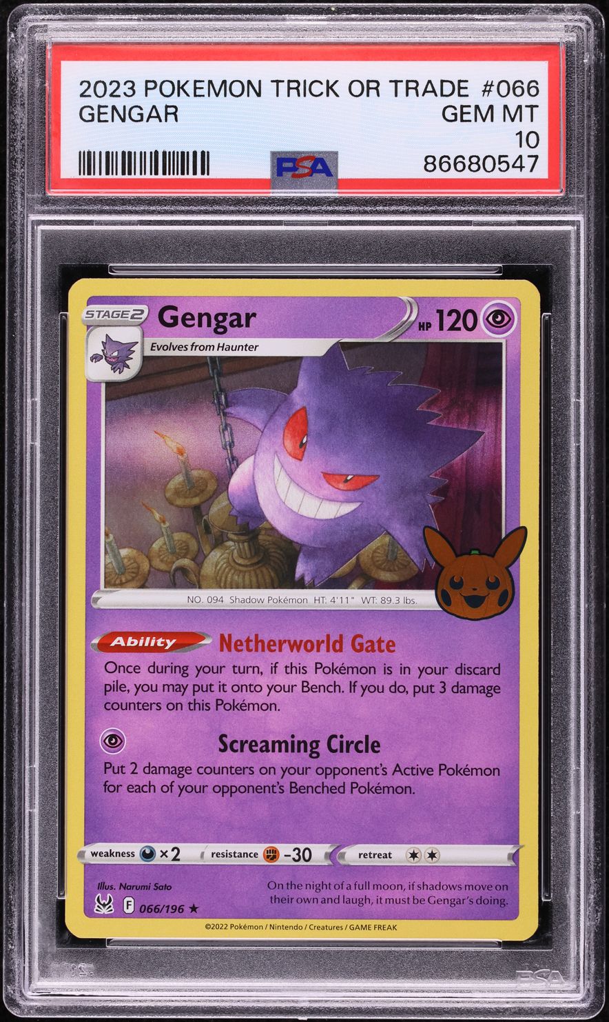 2023 Pokemon Sword & Shield Lost Origin Trick Or Trade Gengar #66 PSA 10  GEM on Fanatics Collect