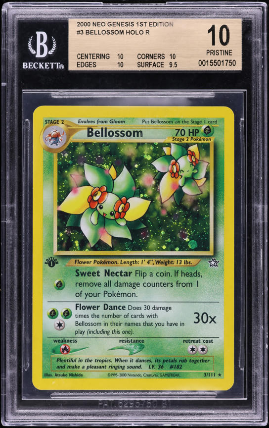 2000 Pokemon Neo Genesis 1st Edition Holo Bellossom #3 BGS 10 PRISTINE