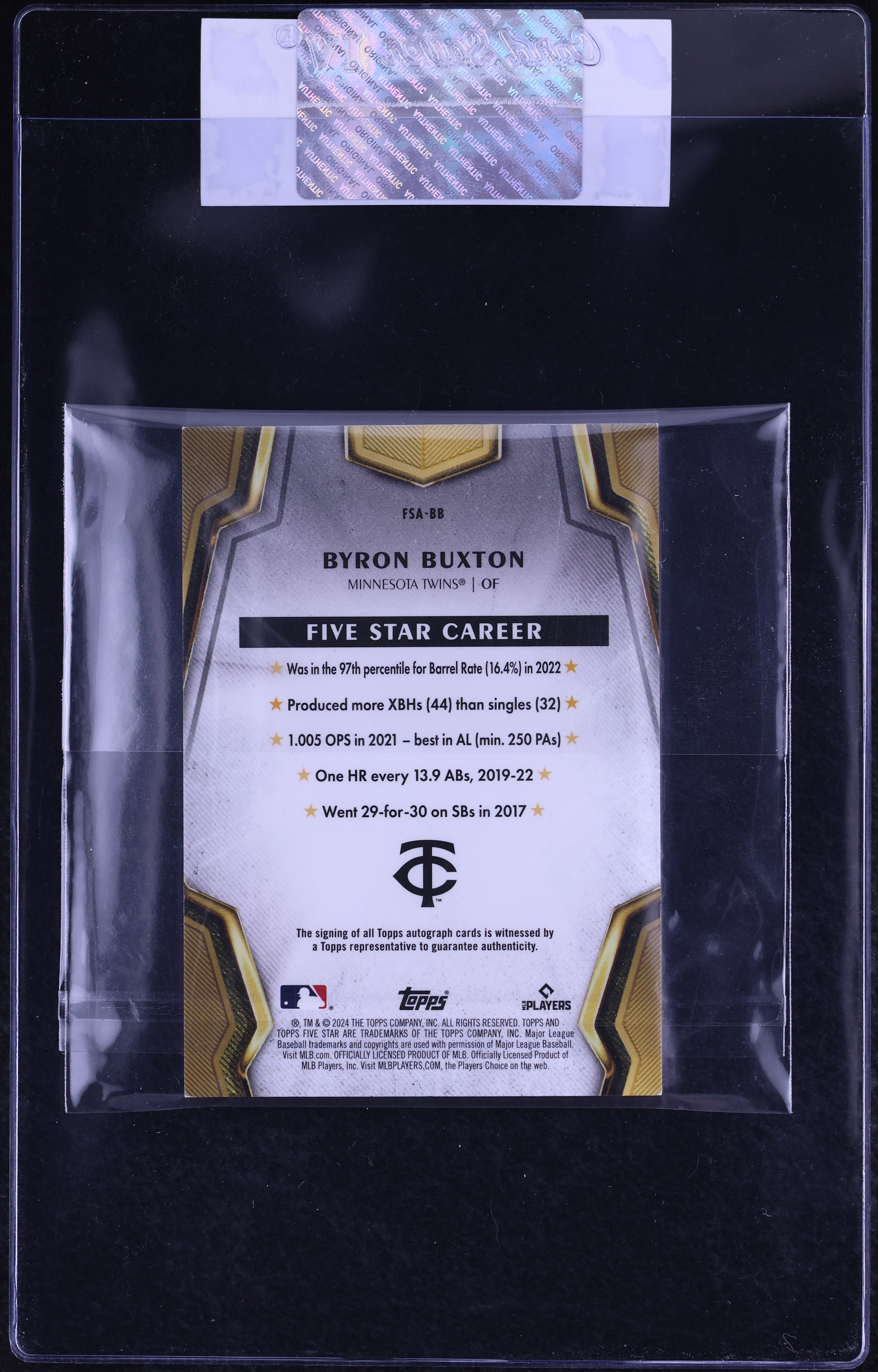 2024 Topps Five Star Gold Byron Buxton AUTO 10/10 #FSA-BB CGC AUTH 