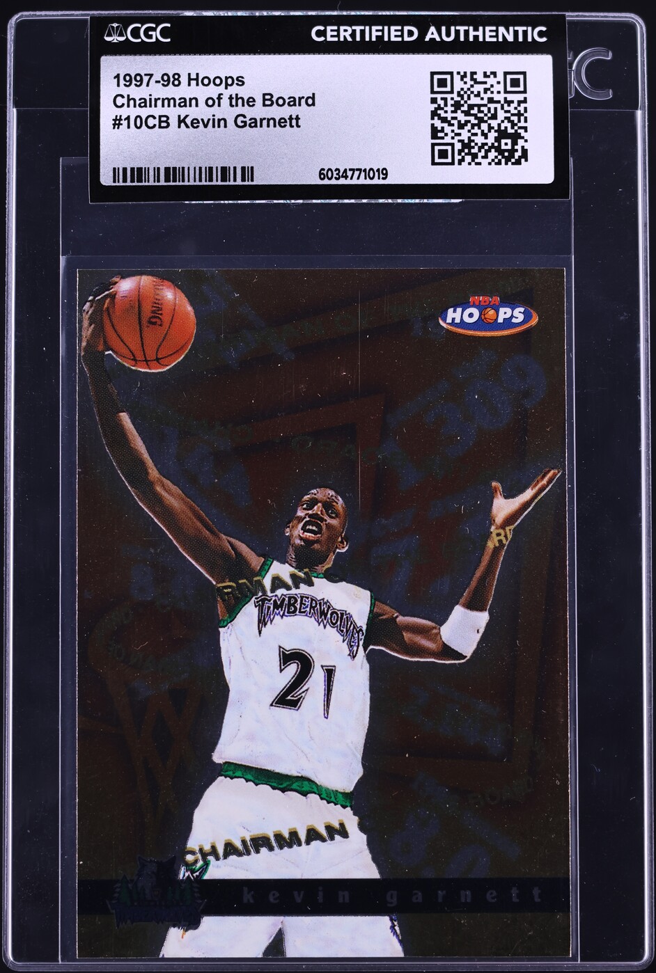 1997 Hoops Chairman Of The Board Kevin Garnett #10CB CGC AUTH