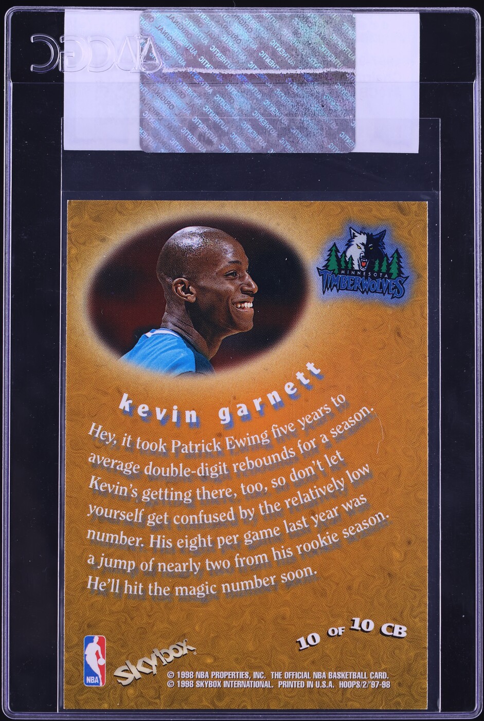 1997 Hoops Chairman Of The Board Kevin Garnett #10CB CGC AUTH