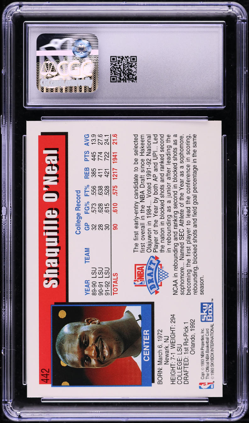 1992 Hoops Shaquille O'Neal ROOKIE #442 CGC 9 MINT