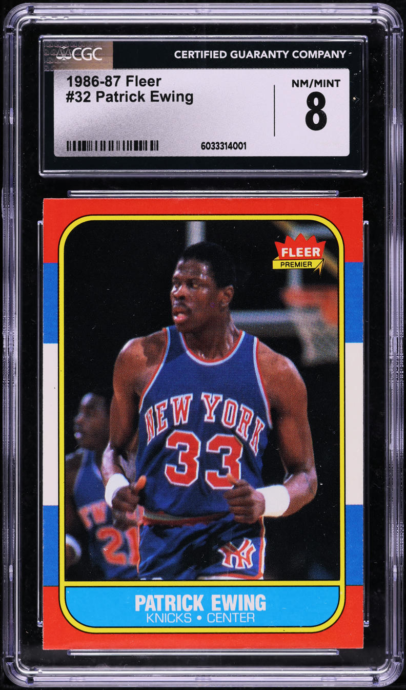 1986 Fleer Basketball Patrick Ewing ROOKIE #32 CGC 8 NM-MT