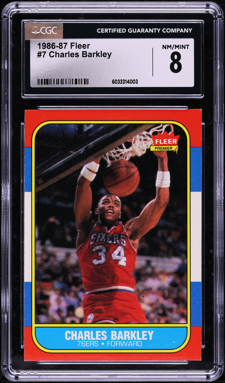 1986 Fleer Basketball Charles Barkley ROOKIE #7 CGC 8 NM-MT