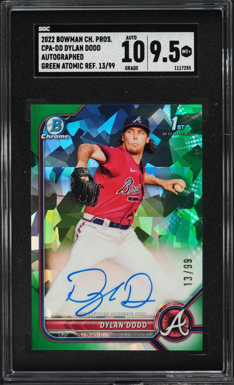 2022 Bowman Chrome Green Atomic Refractor Dylan Dodd PROSPECT AUTO /99 SGC 9.5