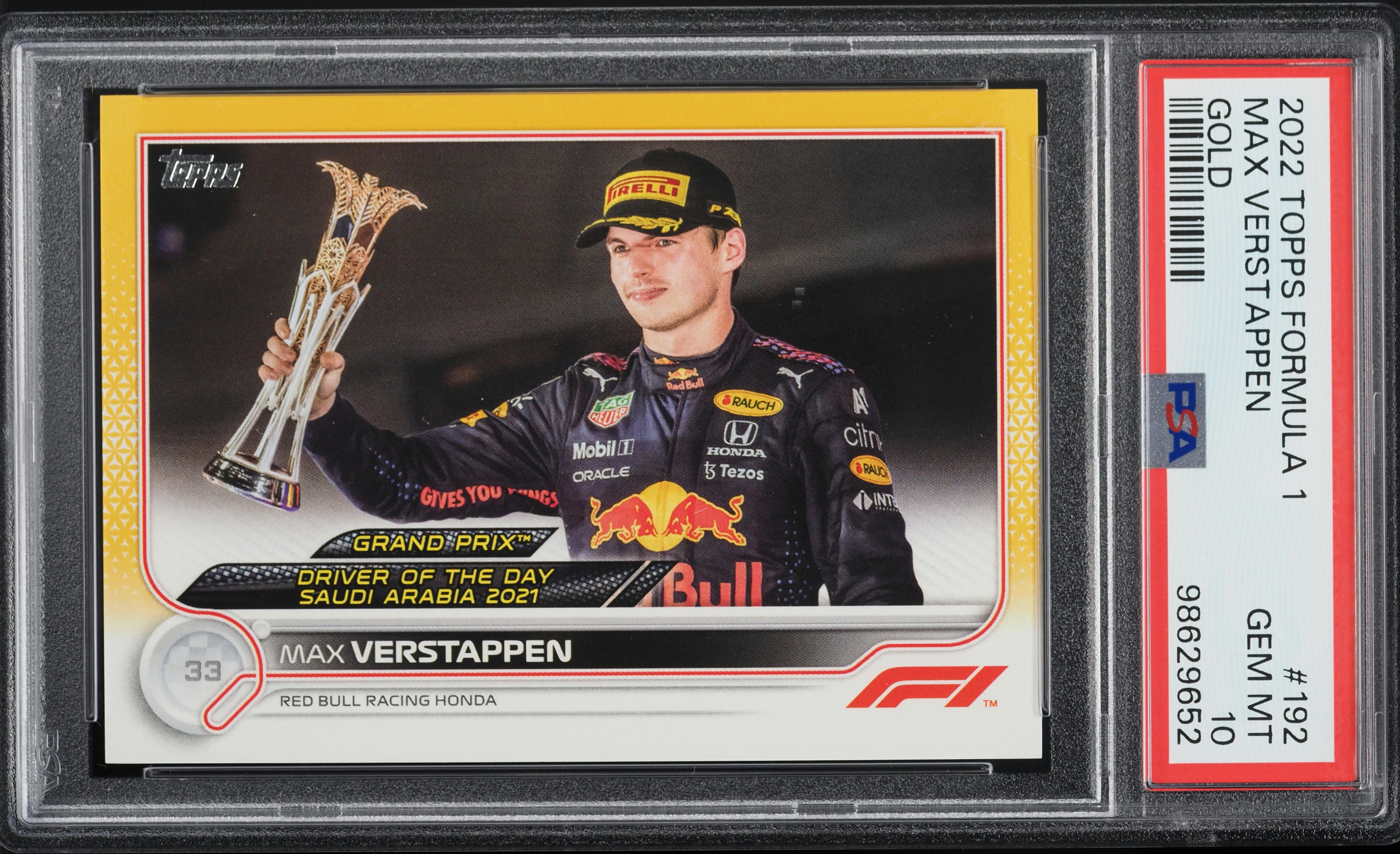 2022 Topps Formula 1 F1 Gold Max Verstappen /50 #192 PSA 10 GEM