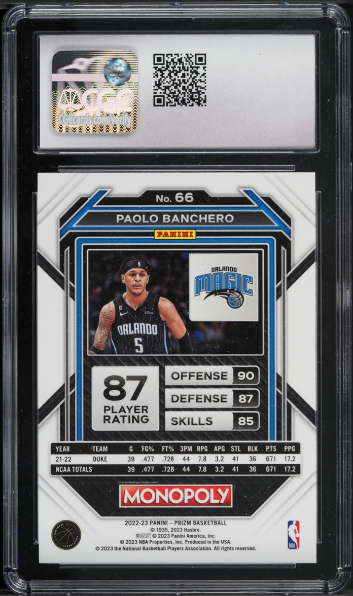 2022 Panini Prizm Monopoly Paolo Banchero ROOKIE #66 CGC 9.5 MINT+