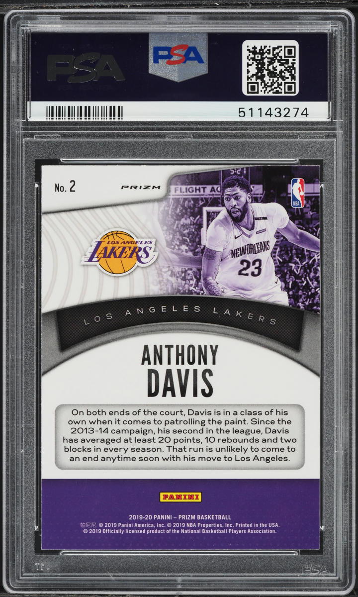 2019 Panini Prizm Dominance Silver Anthony Davis #2 PSA 10 GEM MINT