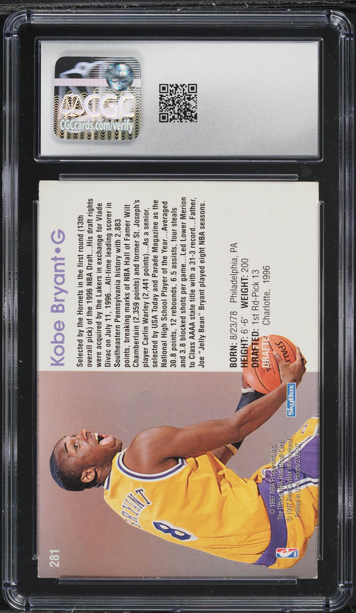 1996 Hoops Kobe Bryant ROOKIE #281 CGC 5 EX