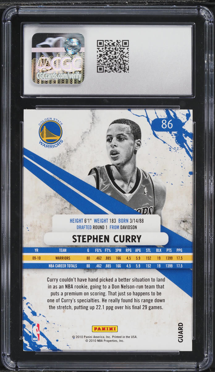 2010 Panini Rookies & Stars Stephen Curry #86 CGC 8 NM-MT