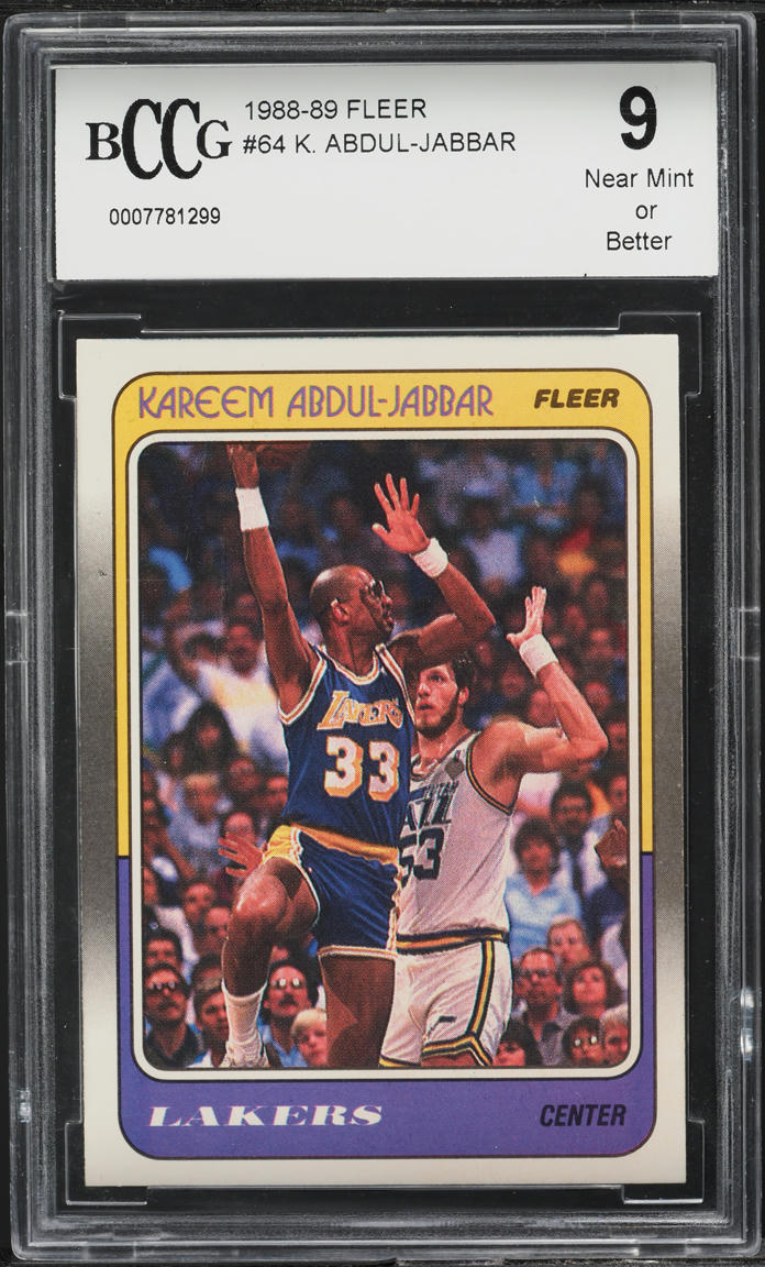 1988 Fleer Basketball Kareem Abdul-Jabbar #64 BCCG 9 MINT