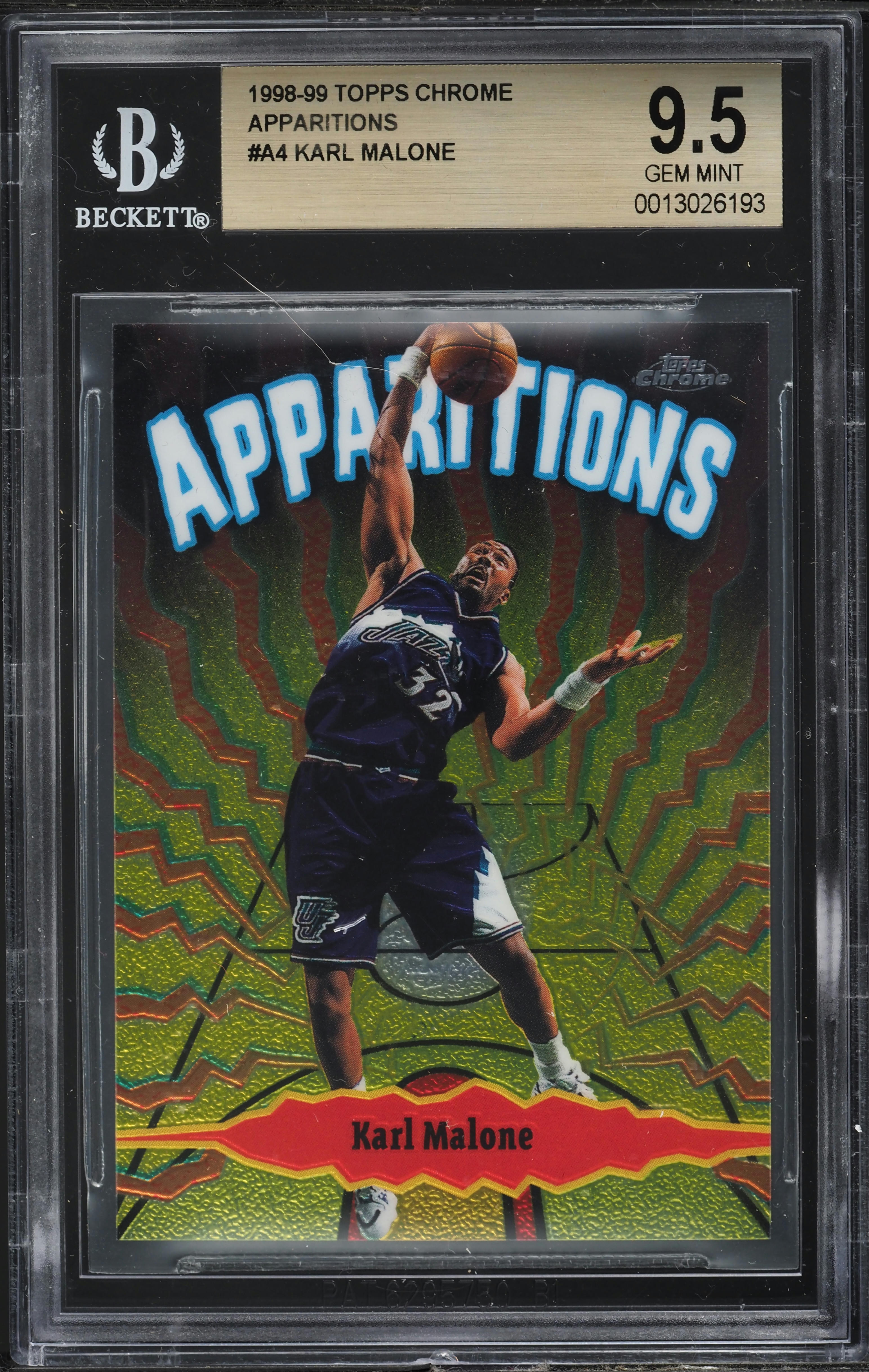 1998 Topps Chrome Apparitions Karl Malone #A4 BGS 9.5 GEM MINT on 