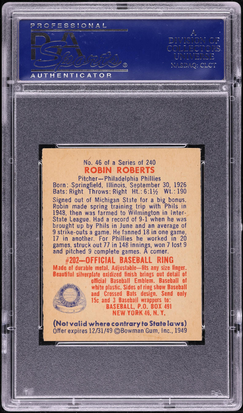 1949 Bowman Robin Roberts ROOKIE #46 PSA 6 EXMT
