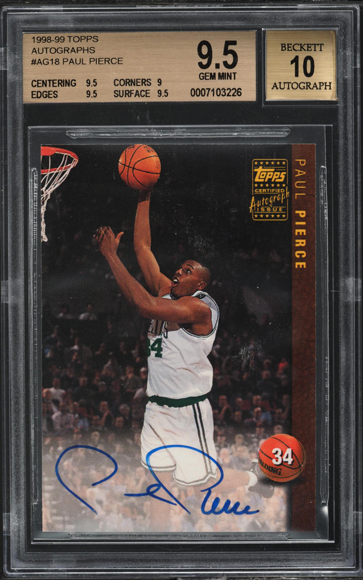 1998 Topps Basketball Paul Pierce ROOKIE AUTO #AG18 BGS 9.5 GEM