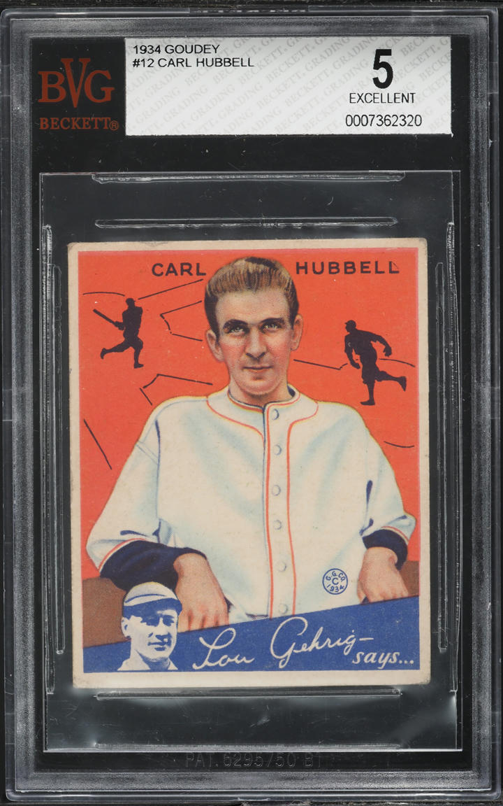 1934 Goudey Carl Hubbell #12 BVG 5 EX