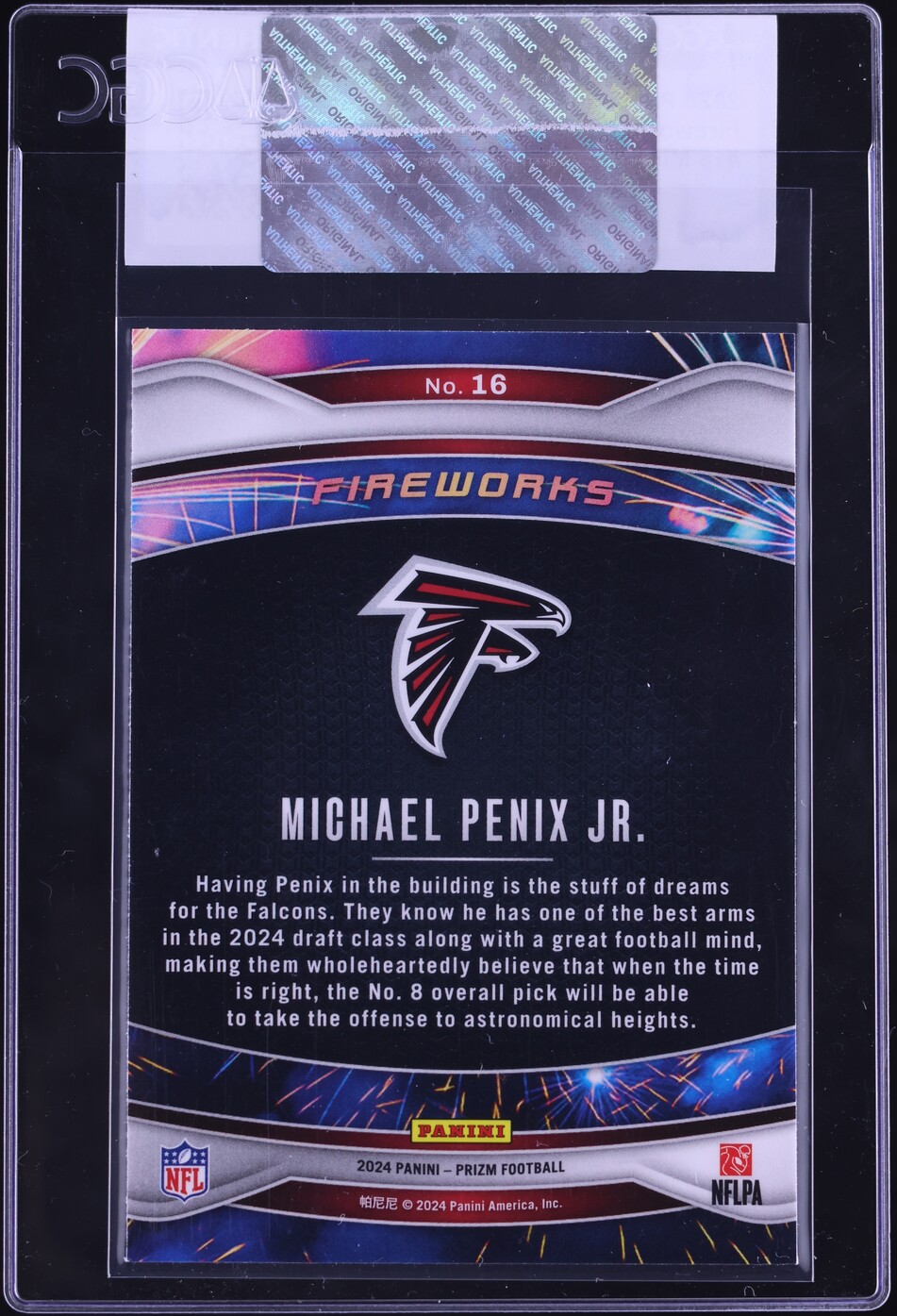2024 Panini Prizm Fireworks Michael Penix Jr. ROOKIE #16 CGC AUTH